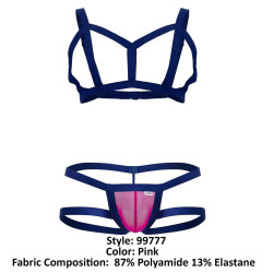 CandyMan Ensemble Thong et harnais Aghai Bleu-Rose